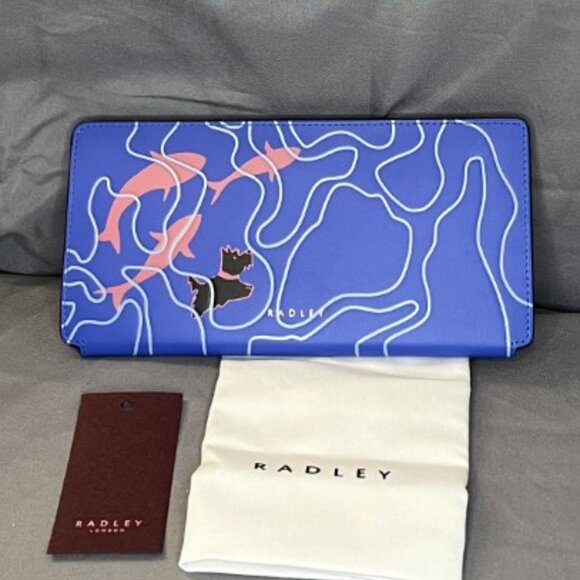 Blue Koi Fish Pond, Leather Wallet, RADLEY LONDON, NWT - Picture 1 of 6